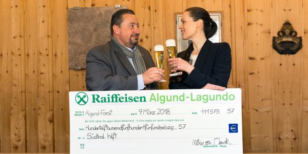 Die Brauerei FORST sammelt 111.575,57 Euro für „Südtirol hilft“