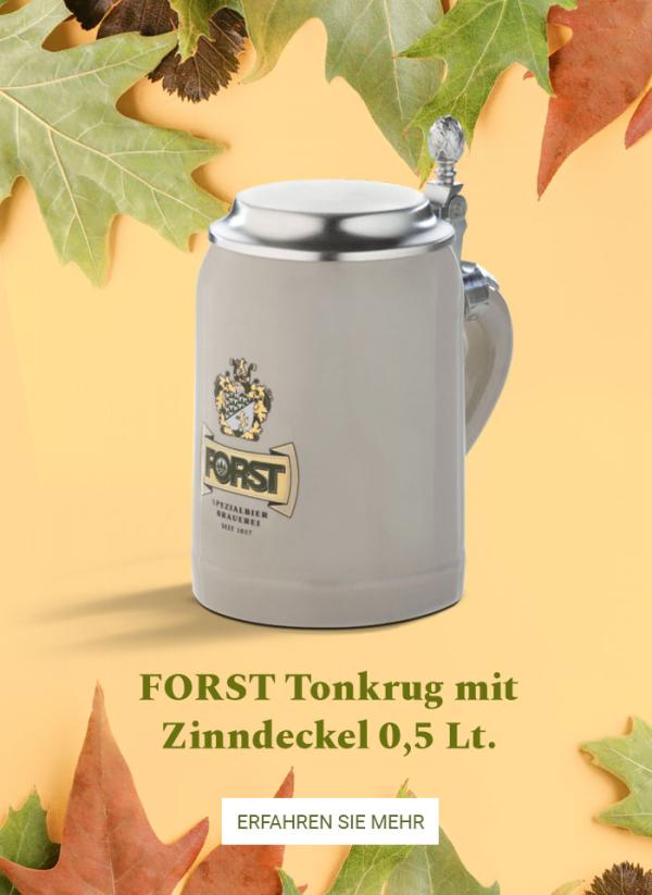 FORST Tonkrug mit Zinndeckel 0,5 Lt.