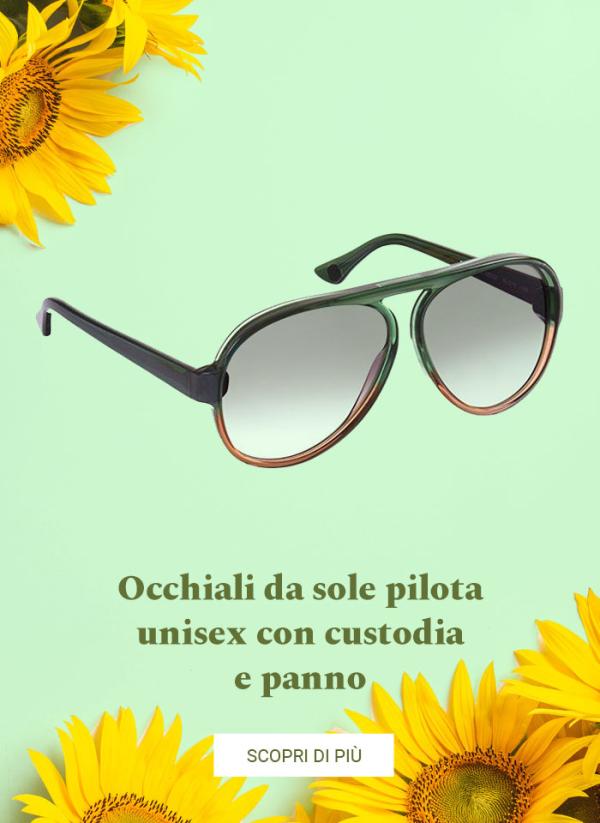 Occhiali da sole pilota unisex con custodia e panno