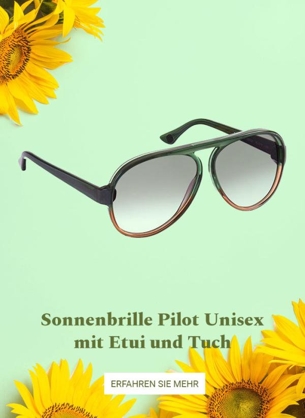 Sonnenbrille Pilot Unisex mit Etui und Tuch